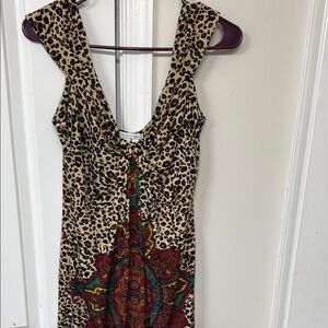 Leopard Print Dress with Paisley Design
